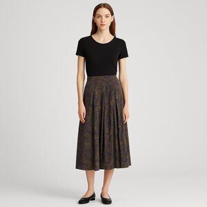 Vintage Y2K Ann Taylor 100% Silk Paisley Print Women's Midi Skirt Sz 10